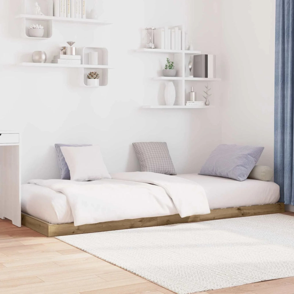 Struttura letto a terra Rovere artigianale 75 x 190 cm