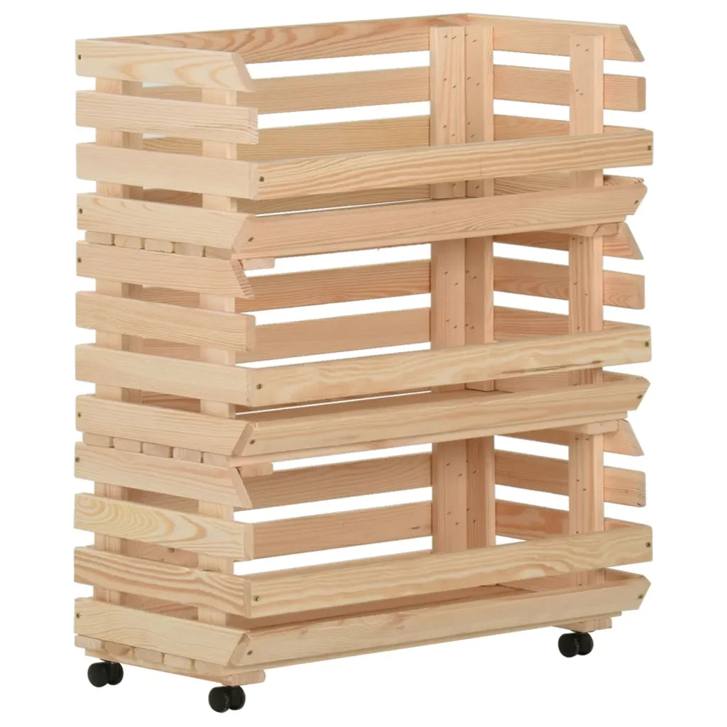 Carrello Portaverdure 77x30x80 cm in Legno Massello di Pinocod mxl 128483