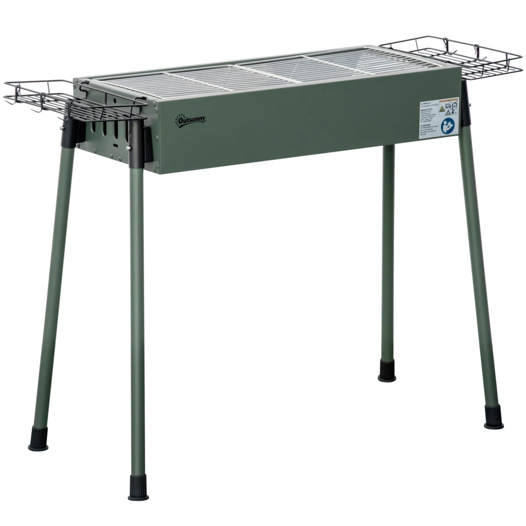 Barbecue a Carbone Portatile con 2 Griglie e 2 Cestini Laterali ¨C zephmum ¨C 94x39x70 cm