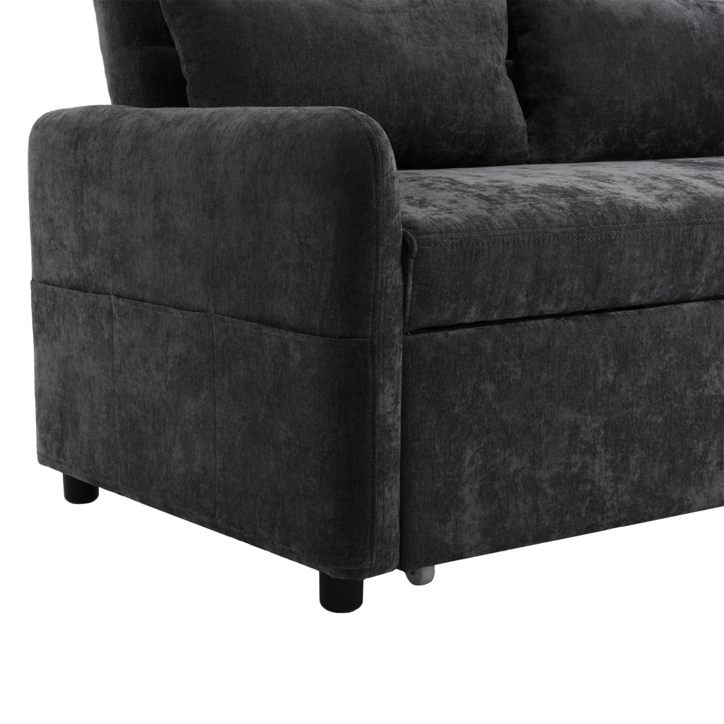 DIVANO LETTO Estraibile 129x163x81 cm Chenille Grigio