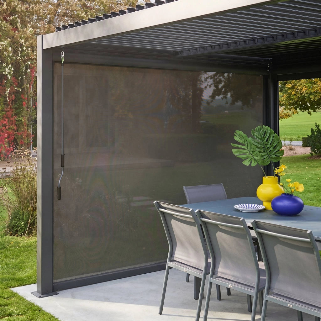 tenda laterale avvolgibile alluminio e textilene per pergola, 3m,