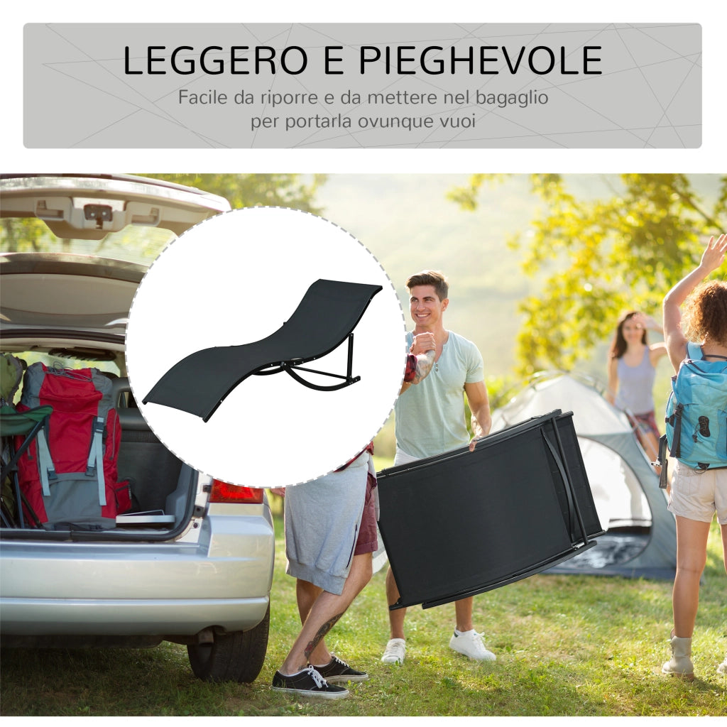 Lettino Pieghevole ¨C Minimal ¨C 61x165x63 cm, Alluminio, Textilene