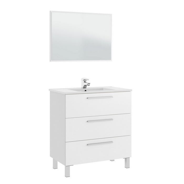 Mobile bagno athena/albert 3 cassetti bianco lucido 80x86