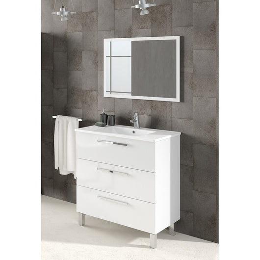 Mobile bagno athena/albert 3 cassetti bianco lucido 80x86