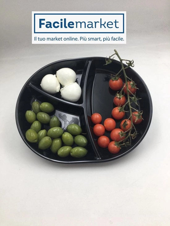 Tavolo da lavoro con 3 cassetti, diametro 29,5 x 24 cm, realizzato in melamina pura, decorazione nera, realizzato in Italia