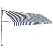 Tenda da Sole Retrattile Manuale con LED-Tenda parasole per Patio 400 cm Blu e Bianca