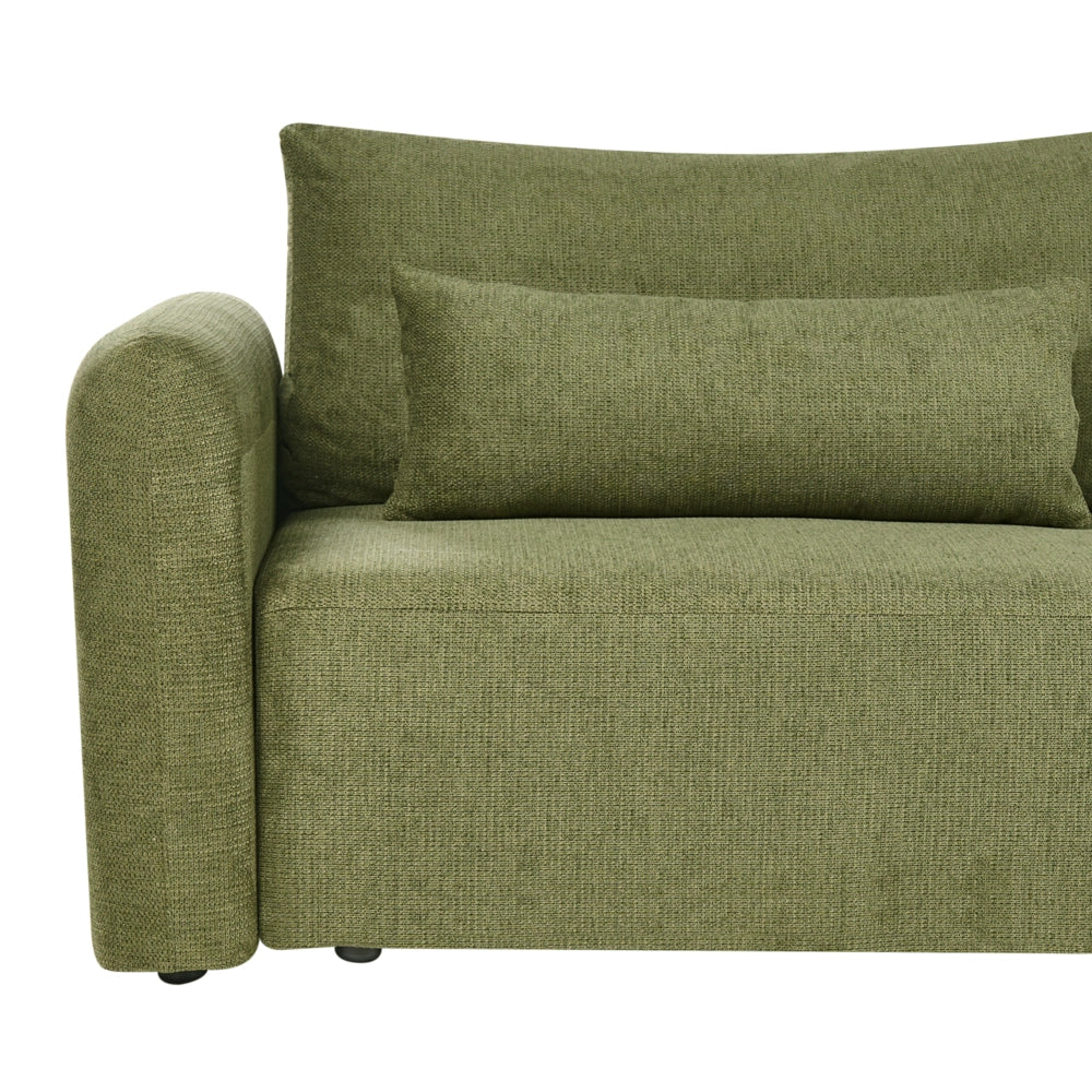 Divano letto a 3 posti verde tessuto imbottito con funzione letto cuscini aggiuntivi pieghevole