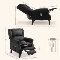 Poltrona Massaggiante e Reclinabile con Funzione Riscaldante e Telecomando, 78x84x101cm, Nero