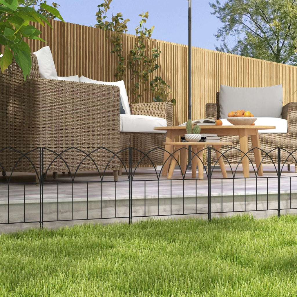 Set 5 Valli Decorativi per Giardino in Metallo ¨C zephmum ¨C Nero 205x45,5 cm