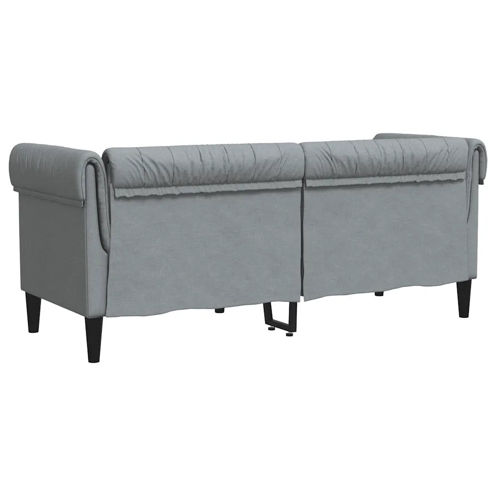 Divano Chesterfield a 2 Posti-Sofa 2 Posti-Divanetto Grigio Chiaro in Tessuto