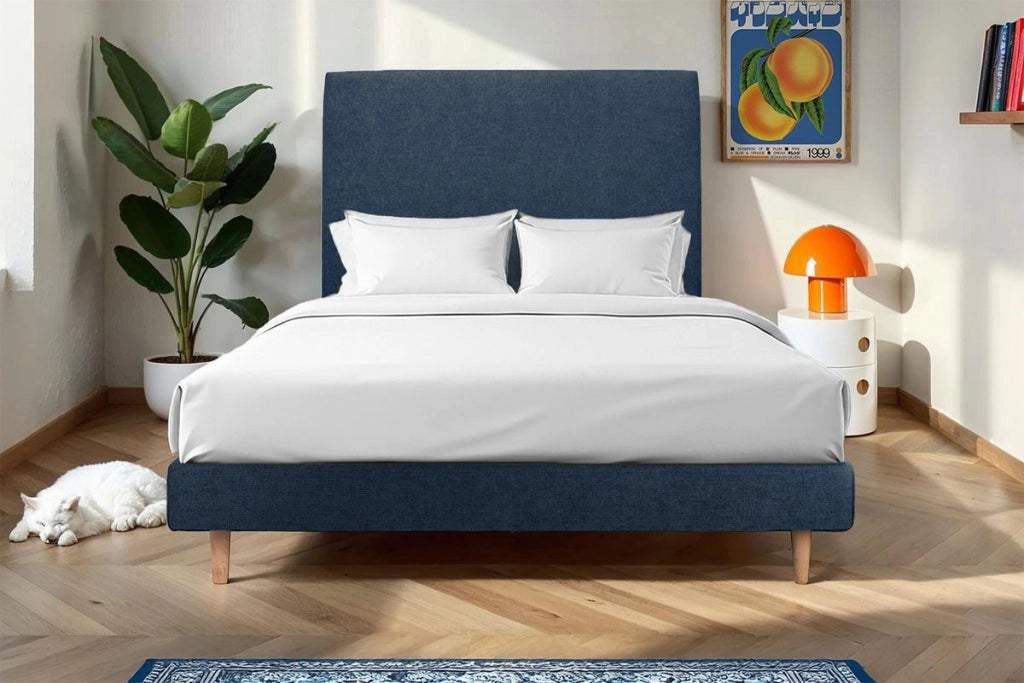 Letto 140x200 cm con testata imbottita - Tessuto Tela opaca