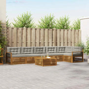 Set di divani da esterno 7 pcs Grigio Naturale e Chiaro