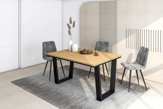 Tavolo da Pranzo, 140x90x74 cm, Per 6 persone, Tavolo Cucina, Rovere soft