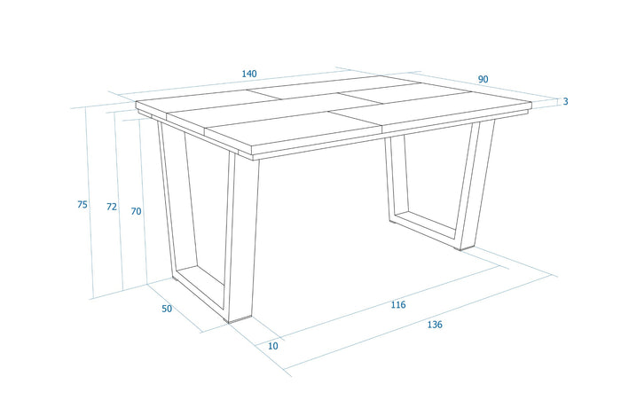 Tavolo da Pranzo, 140x90x74 cm, Per 6 persone, Tavolo Cucina, Rovere soft