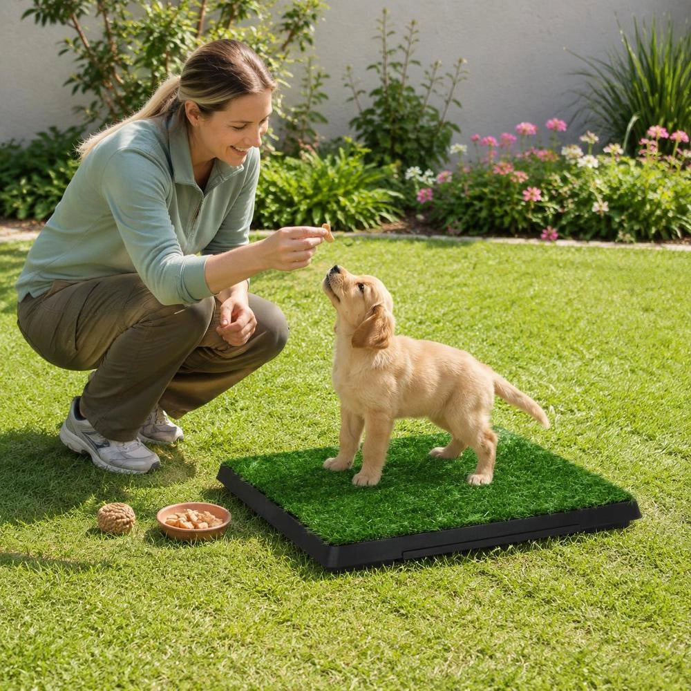Pet Toilet With Tray & Artificial Grass Green 63x50x7 Cm WC