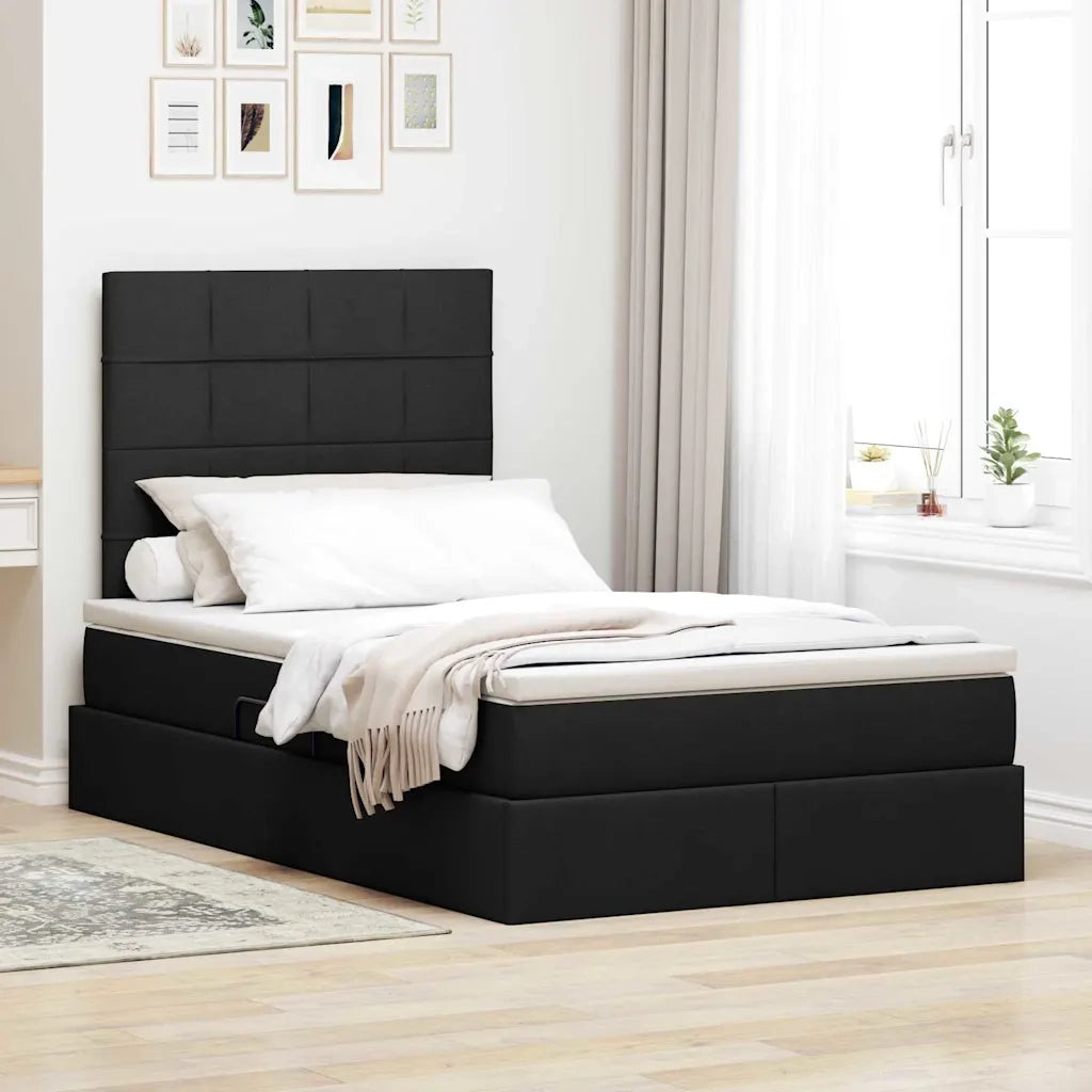 Letto con contenitore e materasso Nero 120 x 200 cm Poliestere 3371774