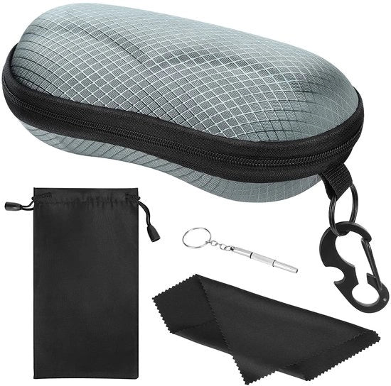 Sistema di conservazione occhiali solari - Porta occhiali ultraleggera - Unisex - Attacco metallico pendente - Copertura microfibra - Alta sicurezza - Custodia occhiali