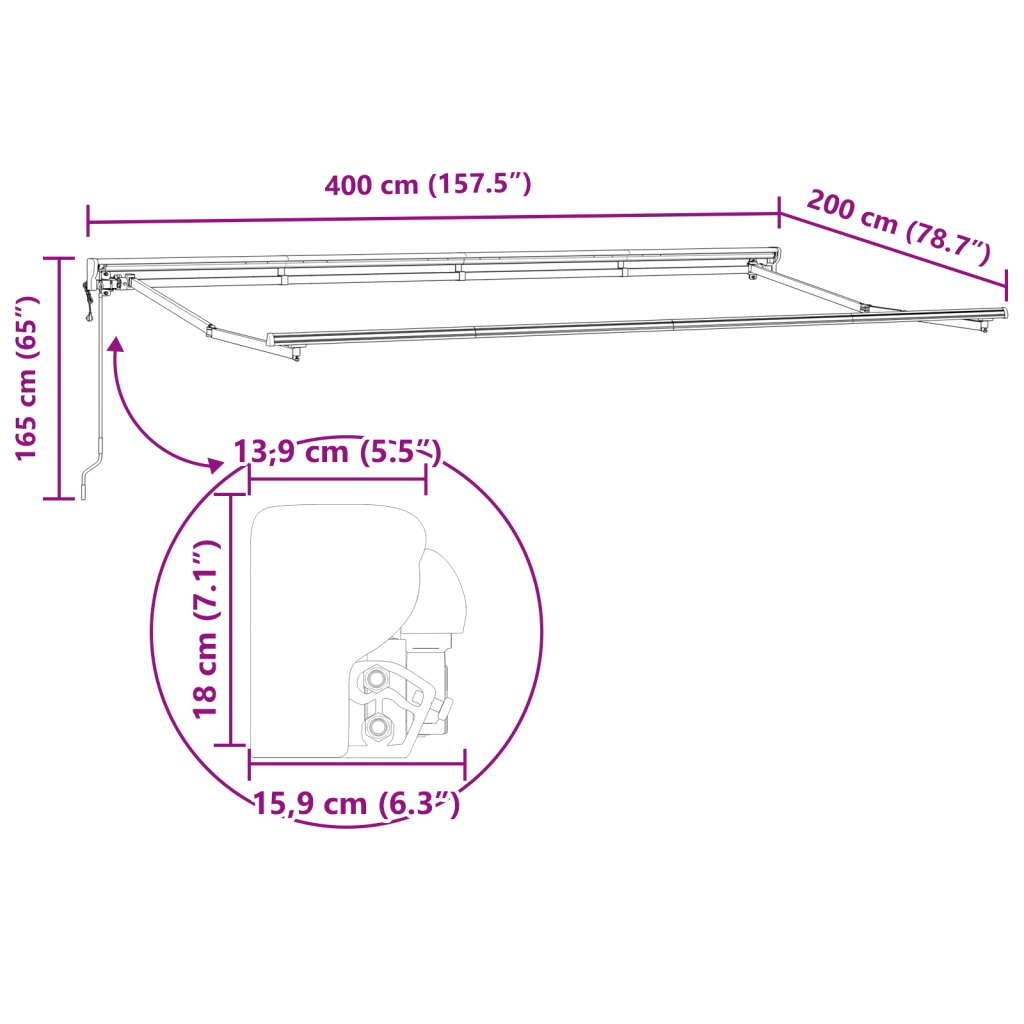 Struttura per Tenda Semi-Cassettata Retrattile in Metallo
