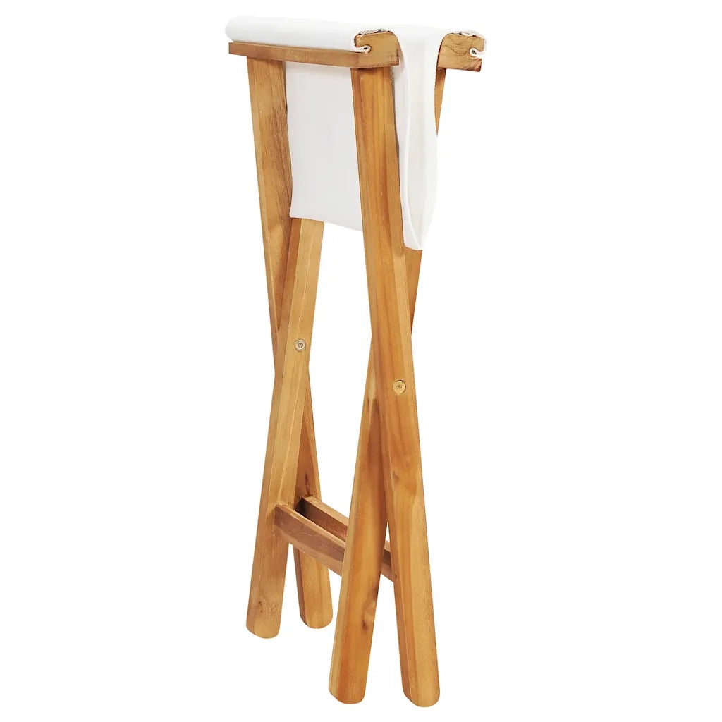 Sedie Pieghevoli 2 pz | Sedie da Esterno in Legno di Teak e Tessuto Bianco Crema