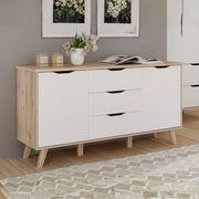 Madia Axis 2 Ante e 3 Cassetti Rovere e Bianco 149 cm – Design Moderno e Funzionalità Quotidiana