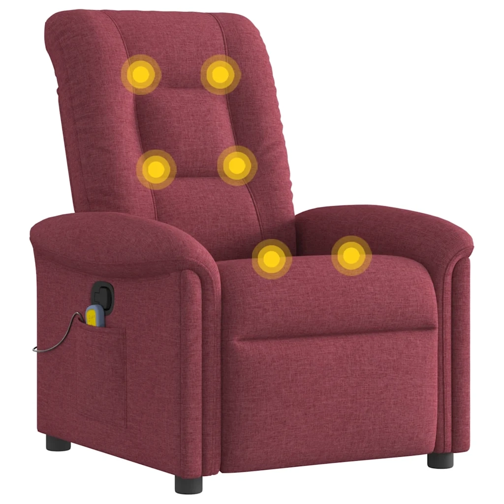 Poltrona Massaggiante Reclinabile Rosso Vino in Tessuto 4015629