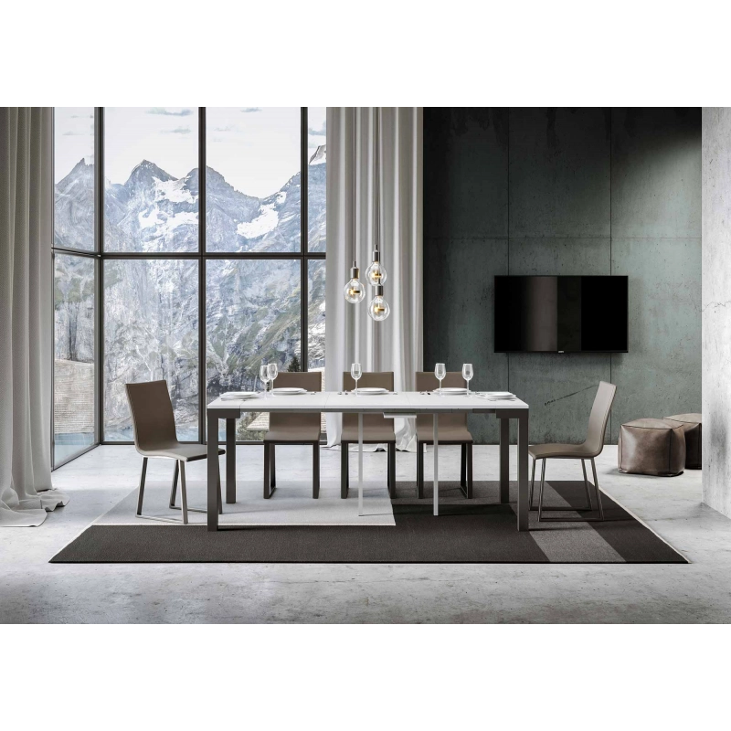 Consolle allungabile 90x40/300 cm Everyday Evolution telaio Antracite - Bianco Frassino