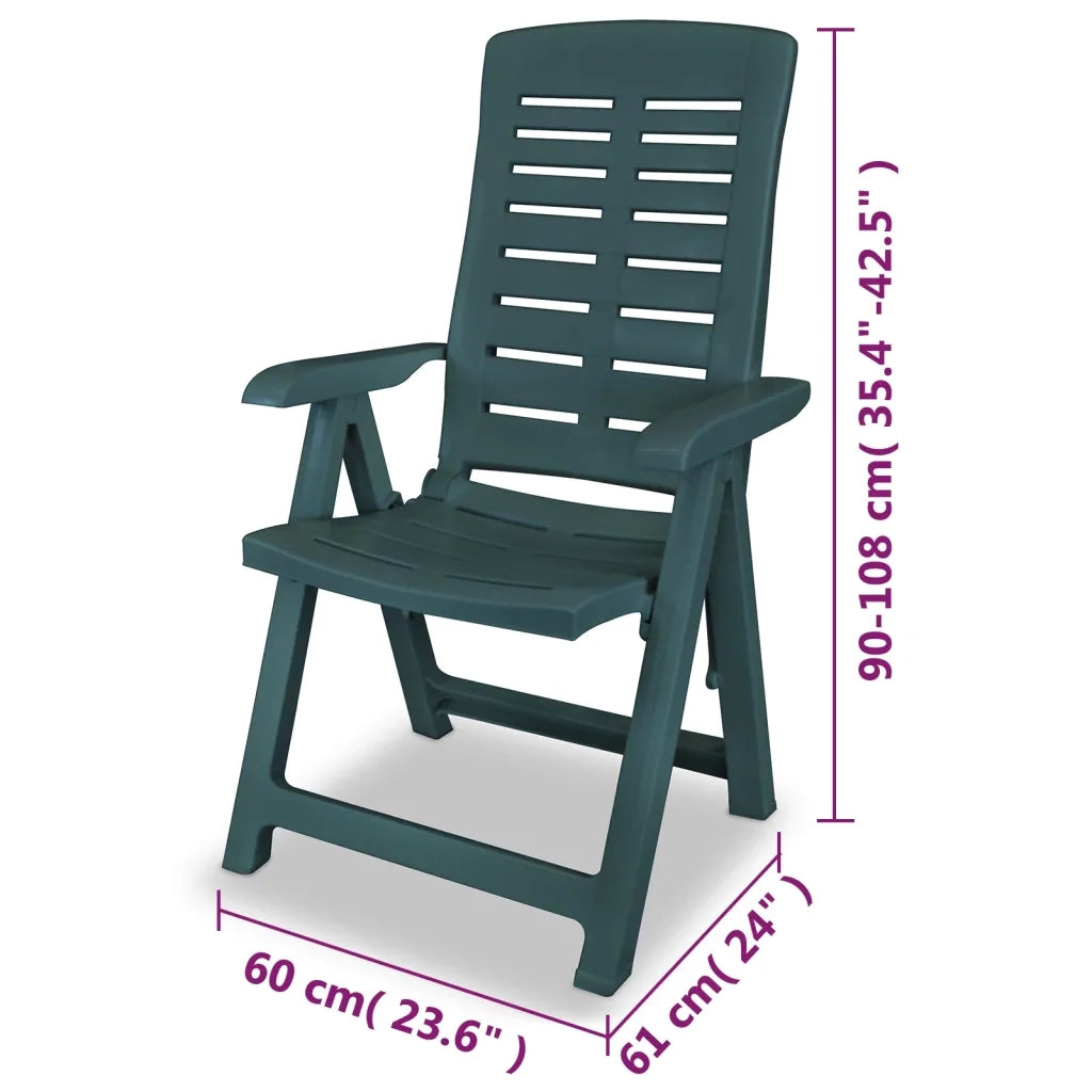 Sedie Reclinabili da Giardino 4 pz | Sedie da Esterno in Plastica Verdi