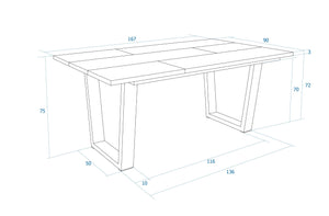 Tavolo da Pranzo, 167x90x74 cm, Per 8 persone, Tavolo Cucina, Rovere soft
