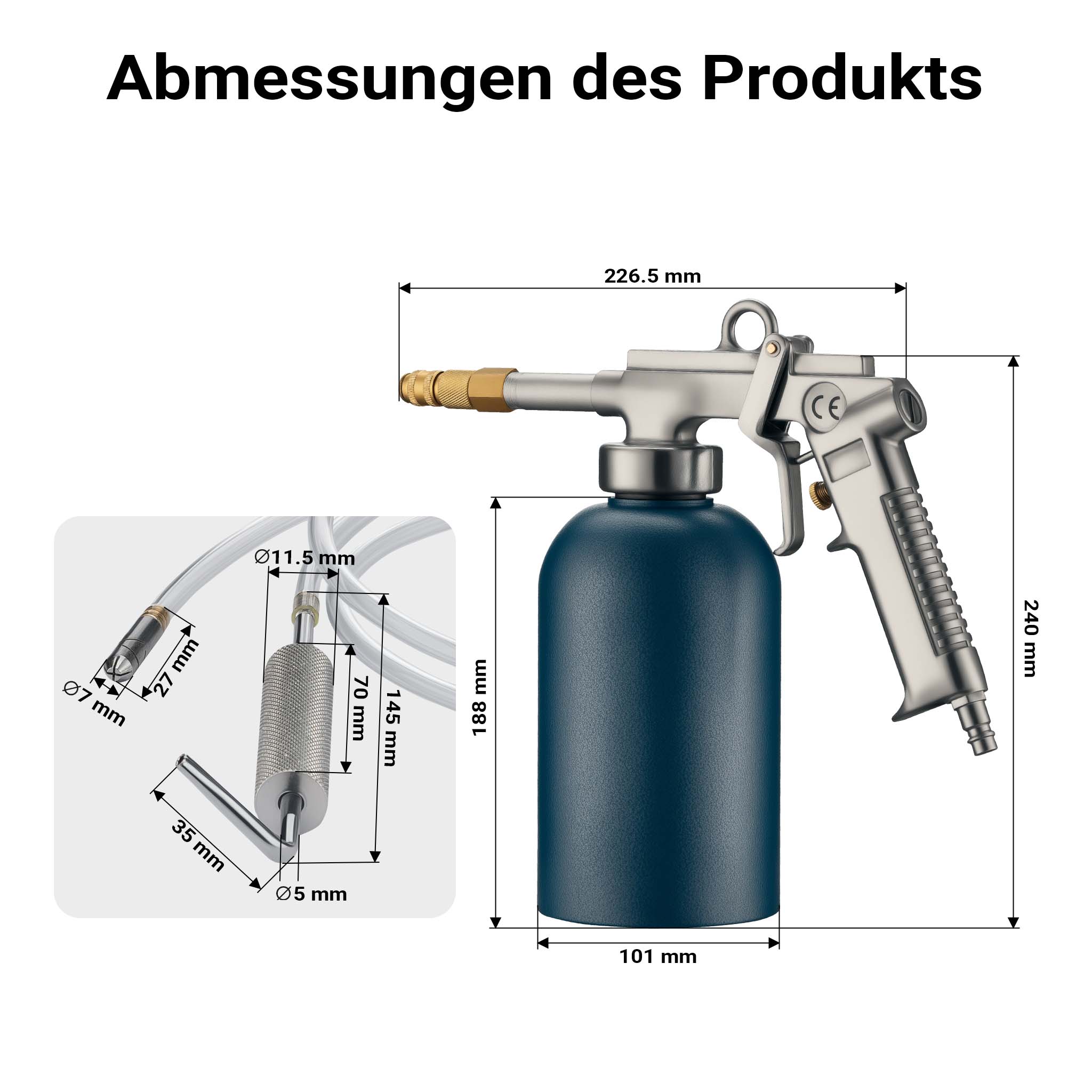 Pistola a spruzzo 1100ml 4-6bar 1/4" Spruzzatore Erogatore per protezione scatolati auto