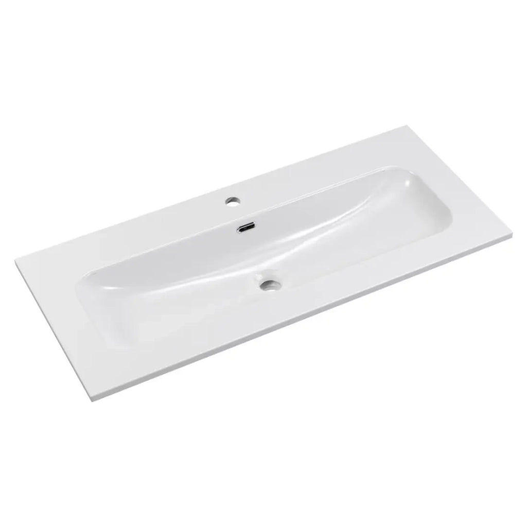 Lavabo da incasso LARGO 100 cm in ceramica bianca lucida