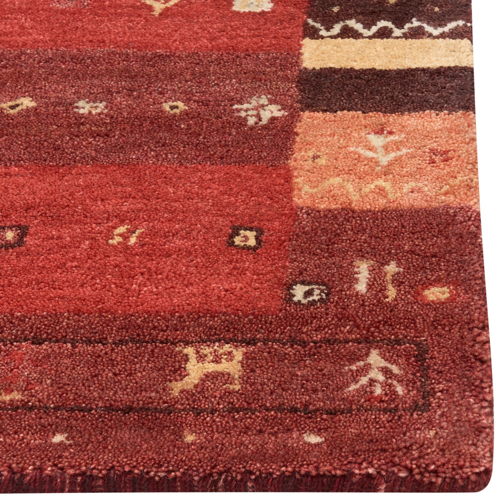 Tappeto Gabbeh rosso in lana con motivo natalizio fatto a mano 160 x 230 cm soggiorno camera da letto