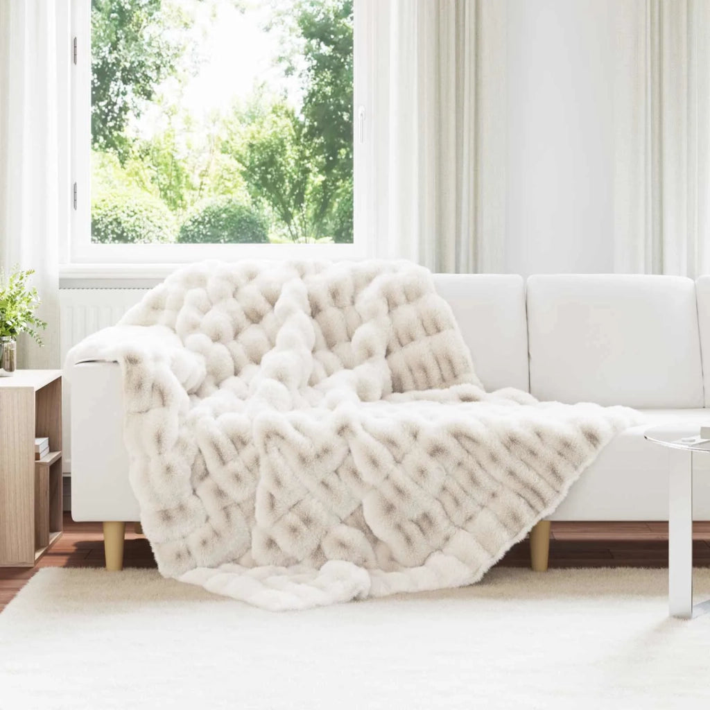 Coperta antiscivolo in finta di coniglio Olite 4 pcs Bianco