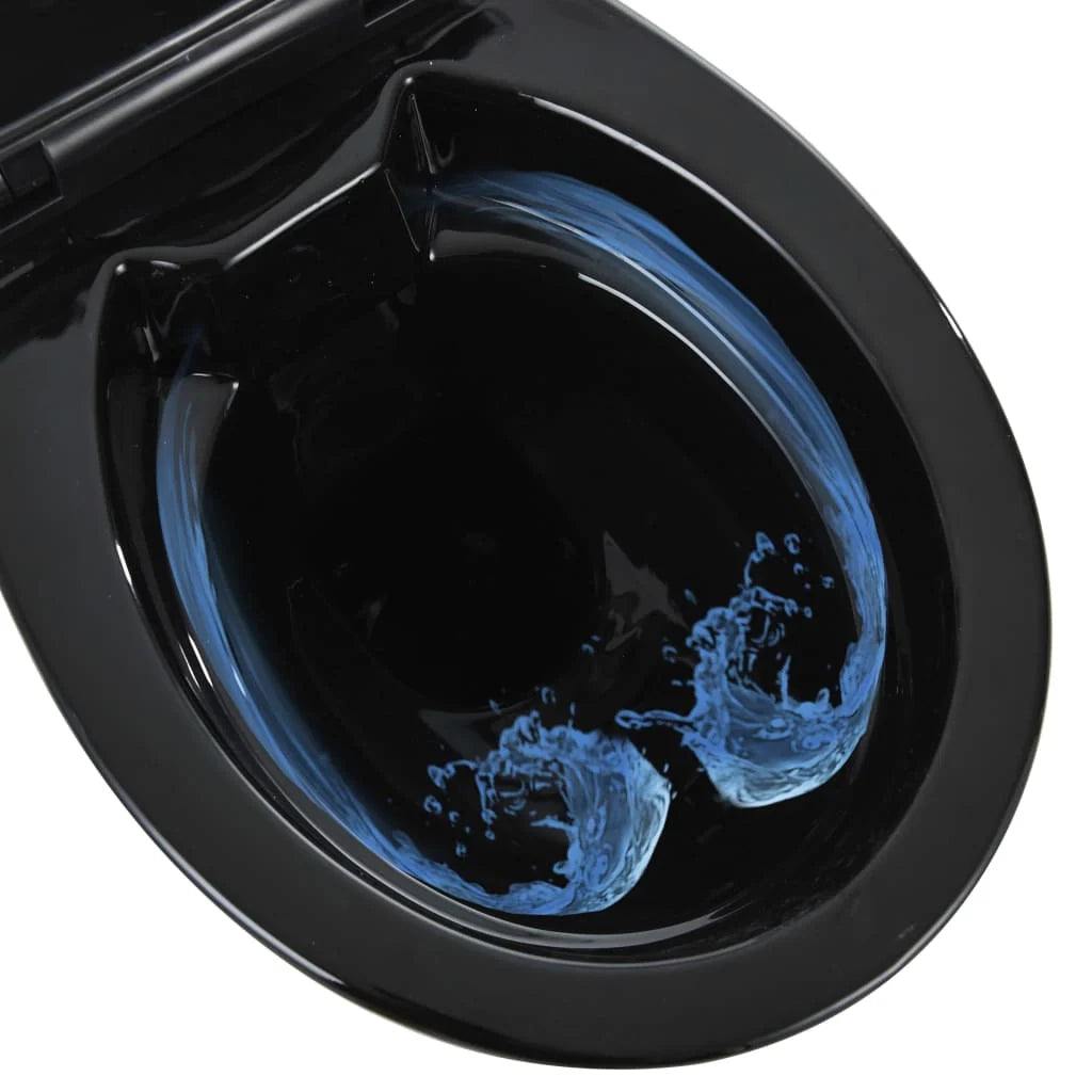 WC alto senza brida con meccanismo di chiusura ammortizzata vaso WC bagno/arredamento casa 7 cm ceramica nero 02_0003565