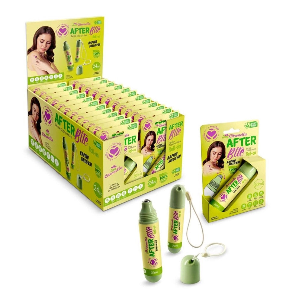 Trade Shop - Set 24pz Penna Afterbite Roll-on Sollievo Rapido Dopopuntura Insetti 20ml Con Ciondolo 023823 -
