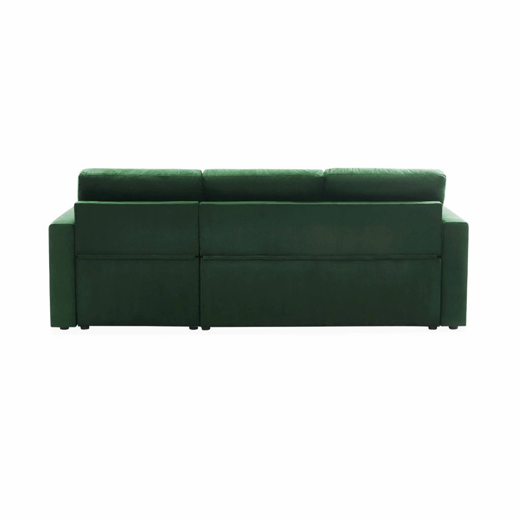 Divano letto angolare reversibile in velluto, 3 posti, verde inglese