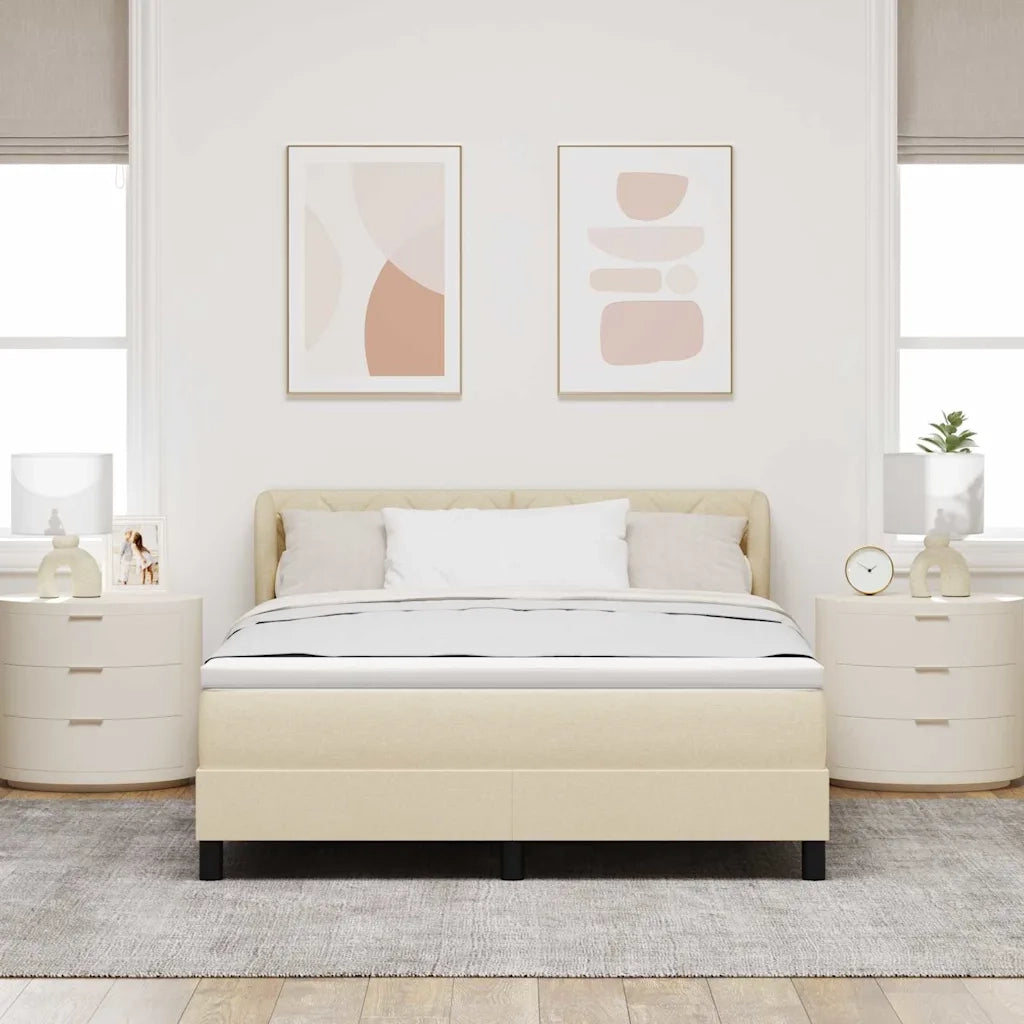 Letto a molle con materasso Crema 160 x 200 cm Tessuto 3340099