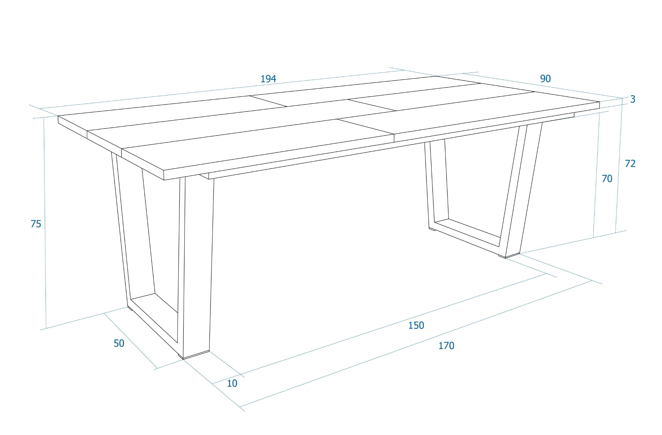 Tavolo da Pranzo, 194x90x74 cm, Per 10 persone, Tavolo Cucina, Rovere scuro