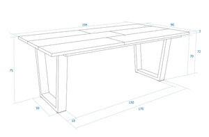 Tavolo da Pranzo, 194x90x74 cm, Per 10 persone, Tavolo Cucina, Rovere scuro