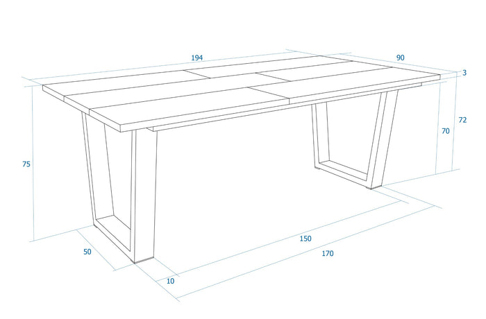 Tavolo da Pranzo, 194x90x74 cm, Per 10 persone, Tavolo Cucina, Rovere scuro