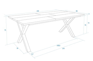 Tavolo da Pranzo, 194x90x74 cm, Per 10 persone, Tavolo Cucina, Rovere scuro
