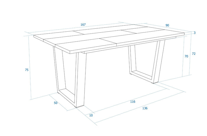 Tavolo da Pranzo, 167x90x74 cm, Per 8 persone, Tavolo Cucina, Rovere scuro