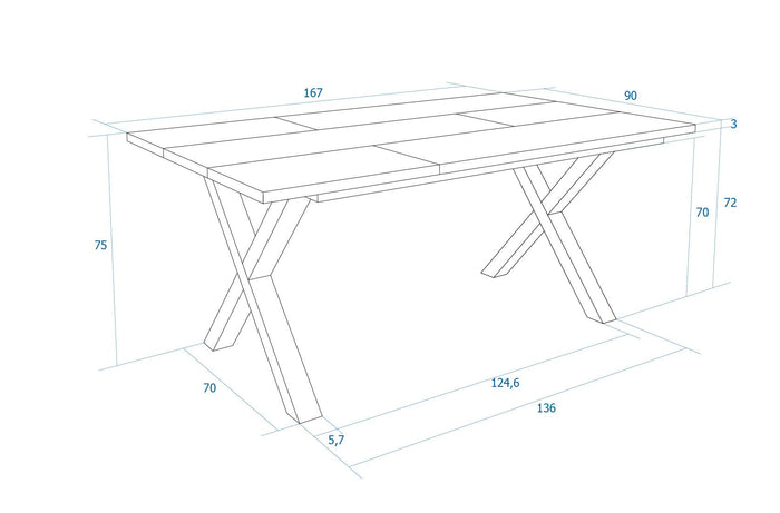 Tavolo da Pranzo, 167x90x74 cm, Per 8 persone, Tavolo Cucina, Rovere scuro