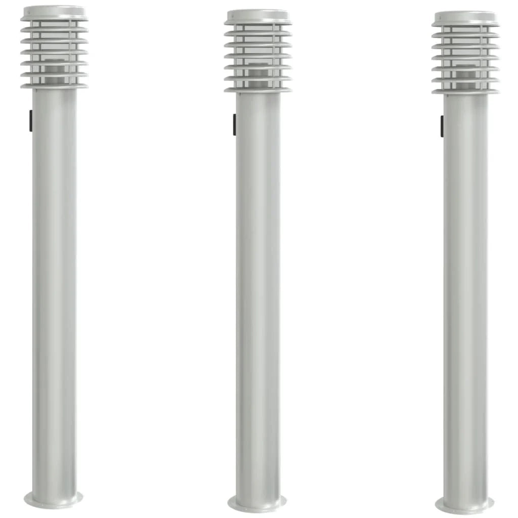 Set di 3 lampioni da giardino per esterni 14 x 14 x 110 cm acciaio inox color argento 02_0056637
