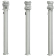 Set di 3 lampioni da giardino per esterni 14 x 14 x 110 cm acciaio inox color argento 02_0056637