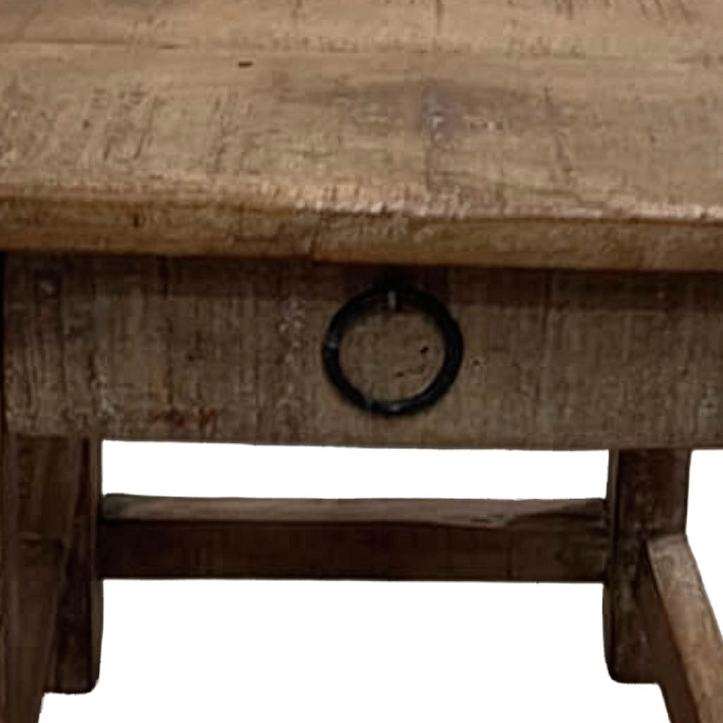 Sgabello con cassetto in legno con finitura artigianale marrone 25x25x29 h cm