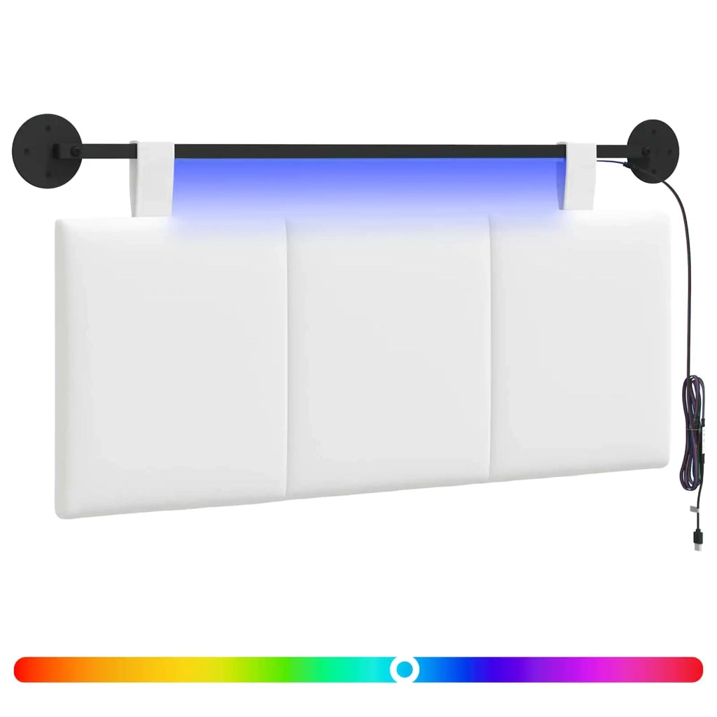 Testiera sospesa Con luce LED Bianco Tessuto