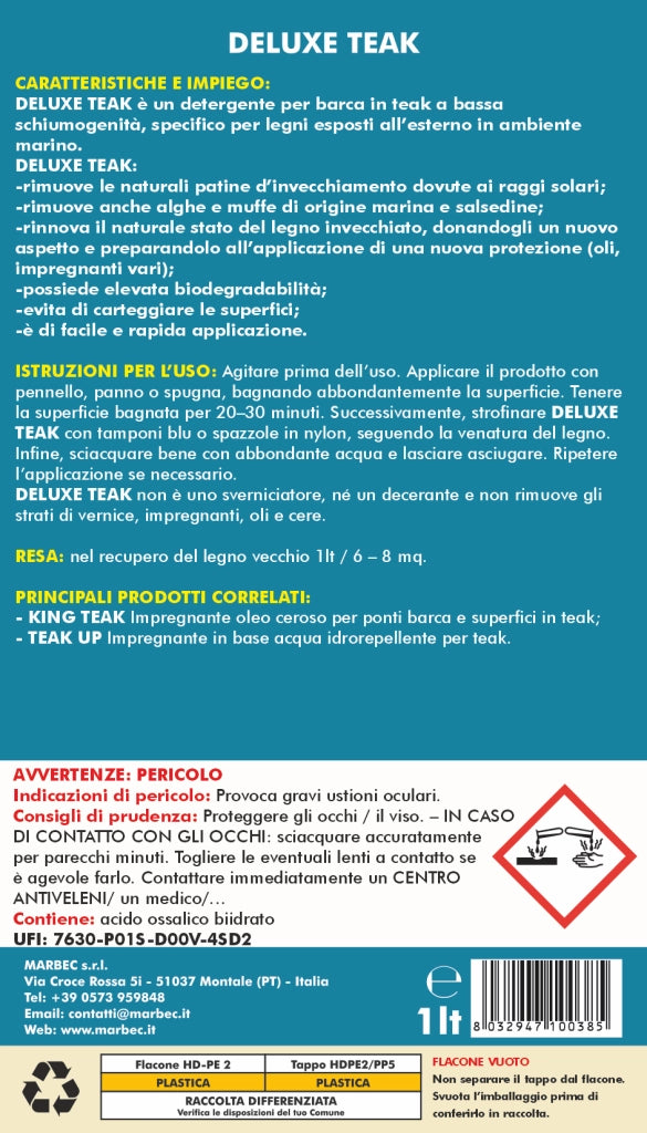 Detergente per ponti barca in teak DELUXE TEAK   1LT
