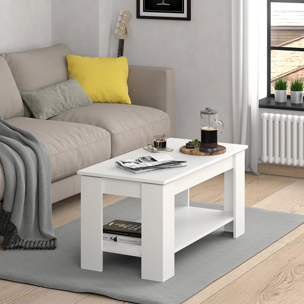 Vicco Tavolino soggiorno Bianco 100 x 50 cm con funzione di sollevamento