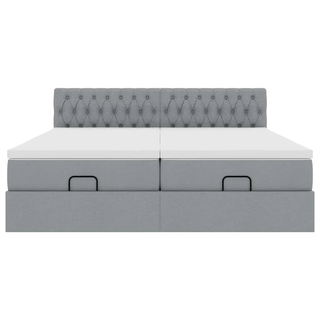 Struttura Letto Pouf con Materassi 200x200 cm in Tessuto 3312871