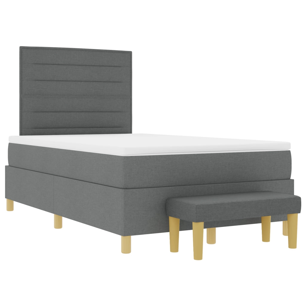 Letto a Molle con Materasso e Panca Grigio Scuro 120x200 cm Tessuto